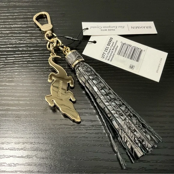 Brahmin Croc Charm Tassel NOCTURNAL MELBOURNE Purse Charm W/Crystals - Picture 3 of 7